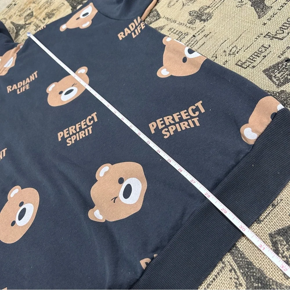 House Brand Bears Faces Perfect Spirit Dark Grey Hoodie Sweater Size M - Picture 12 of 13